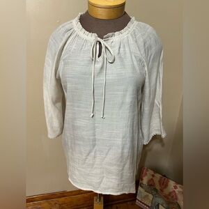Late August Womens 3/4 Sleeve Flowy Peasant Pullover Sheer Top Size M